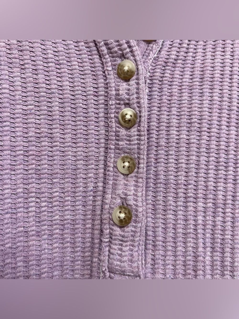 Faherty Legend Apres Waffle Henley Top Long Sleeve Lavender Women's Medium - Picture 5 of 14